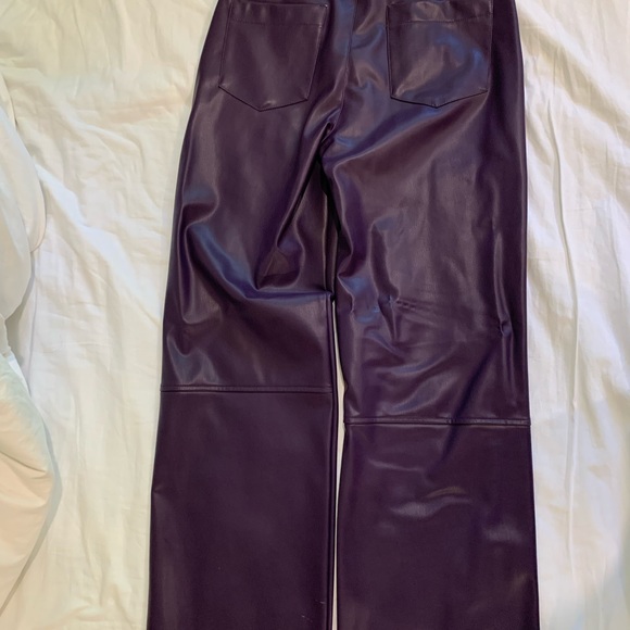 dark purple ZARA faux leather pants - Picture 4 of 5